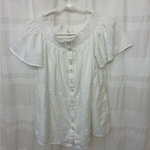 Anthropologie Off the Shoulder Button-Down Top